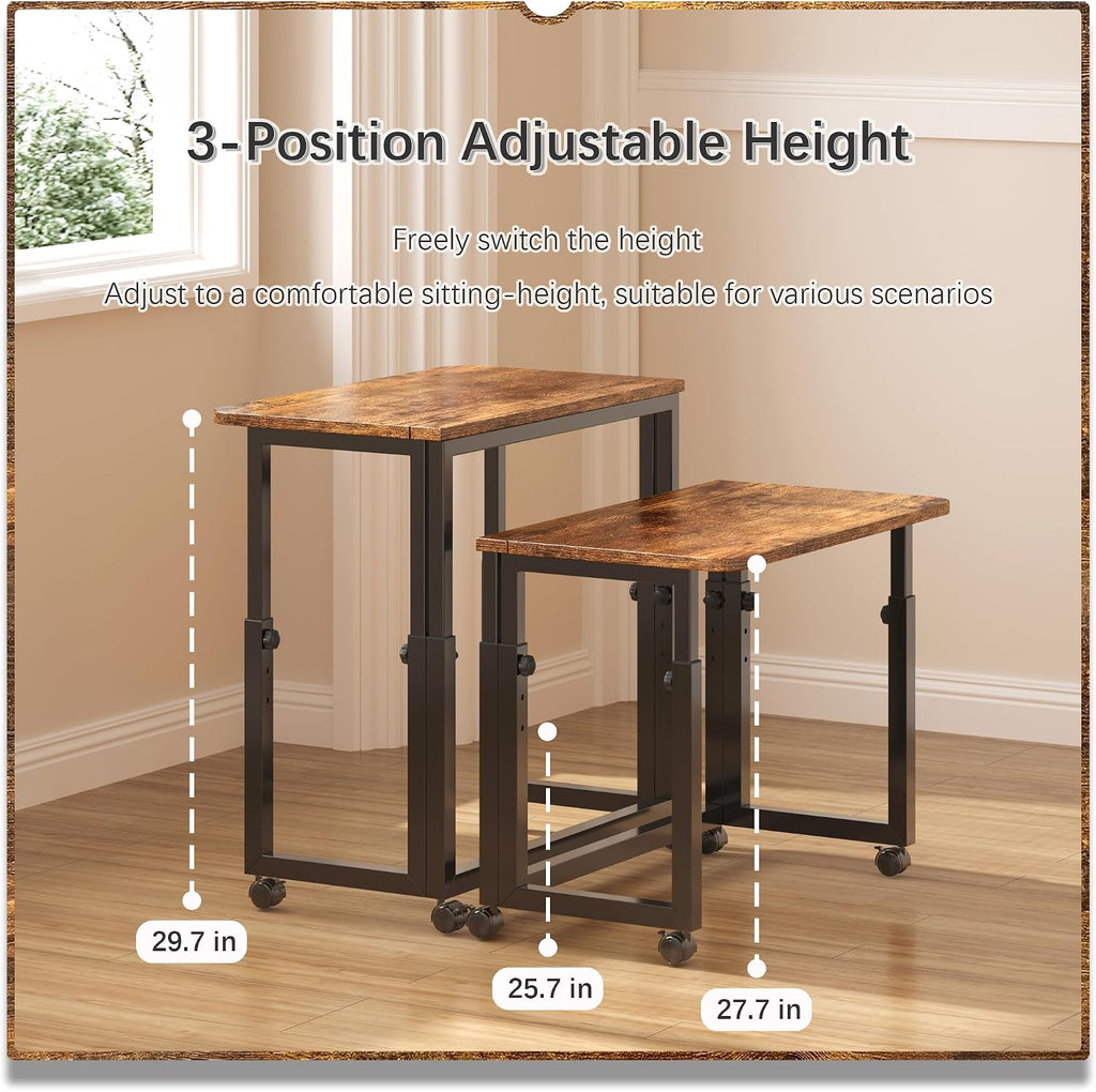 4NM 27.5-Inch Folding Student Desk with Wheels