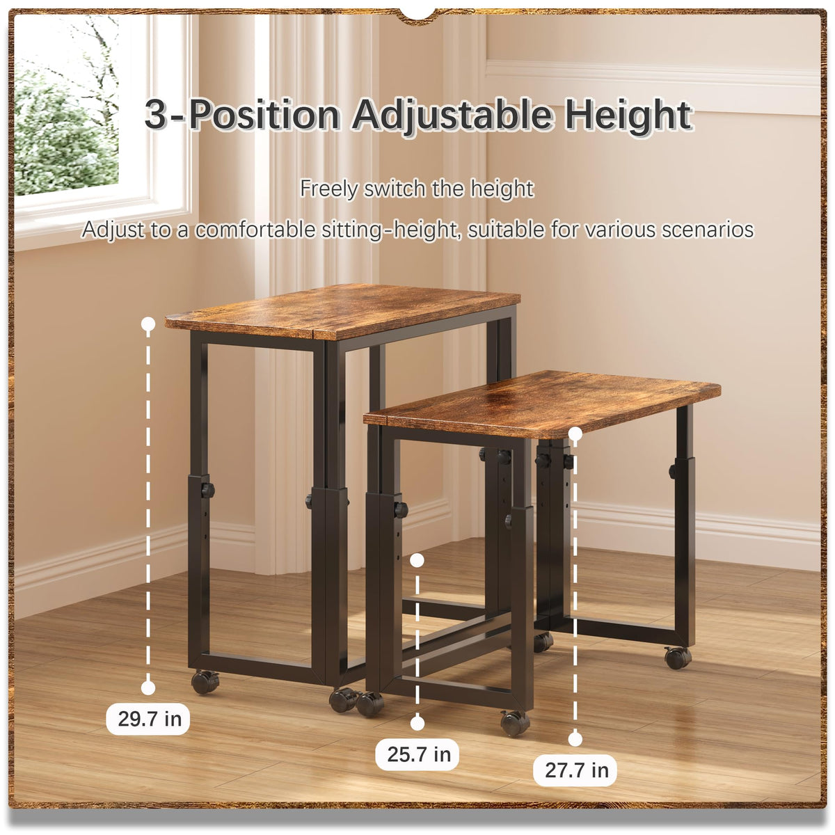 4NM 27.5-Inch Folding Student Desk with Wheels