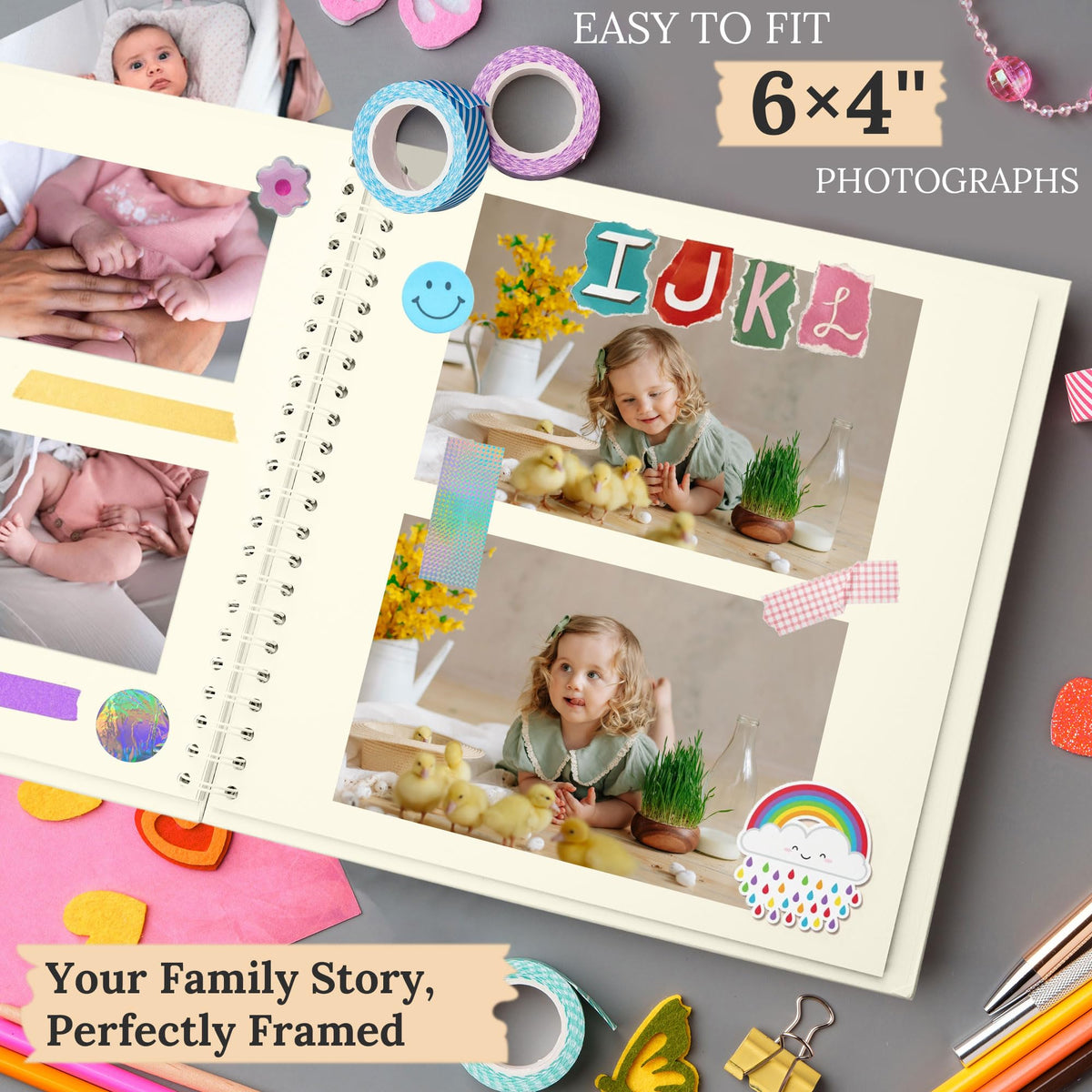 Polaroid Scrapbook Photo Album 7"x7" 20 Sheets 40 Pages Kraft Paper Khaki