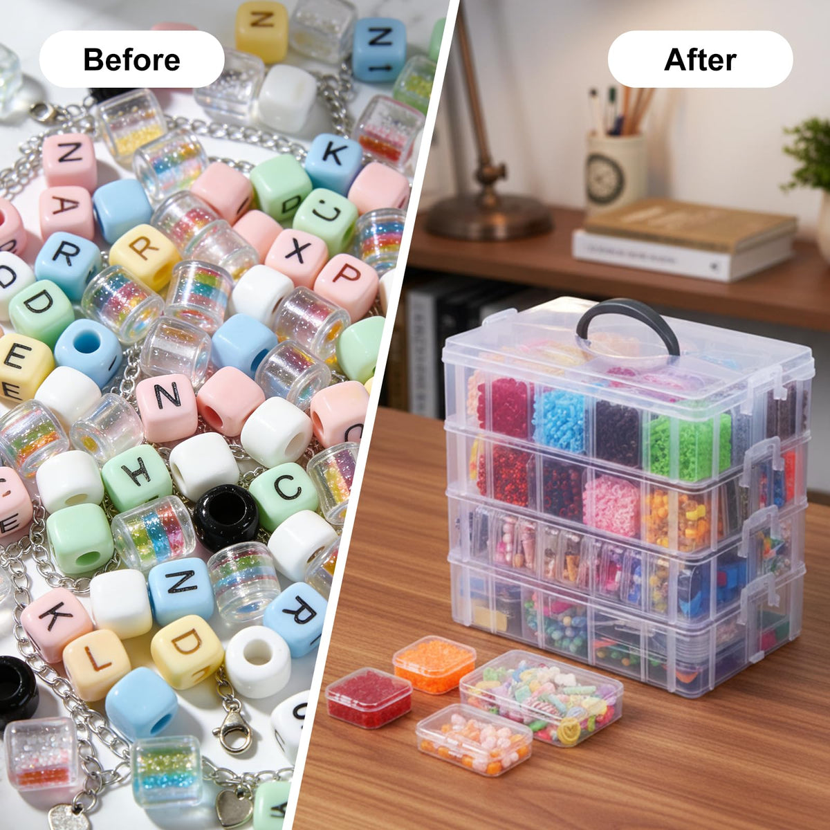 Bead Organizer 3 Tier 30 grid Stackable Craft Tackle Storage Container