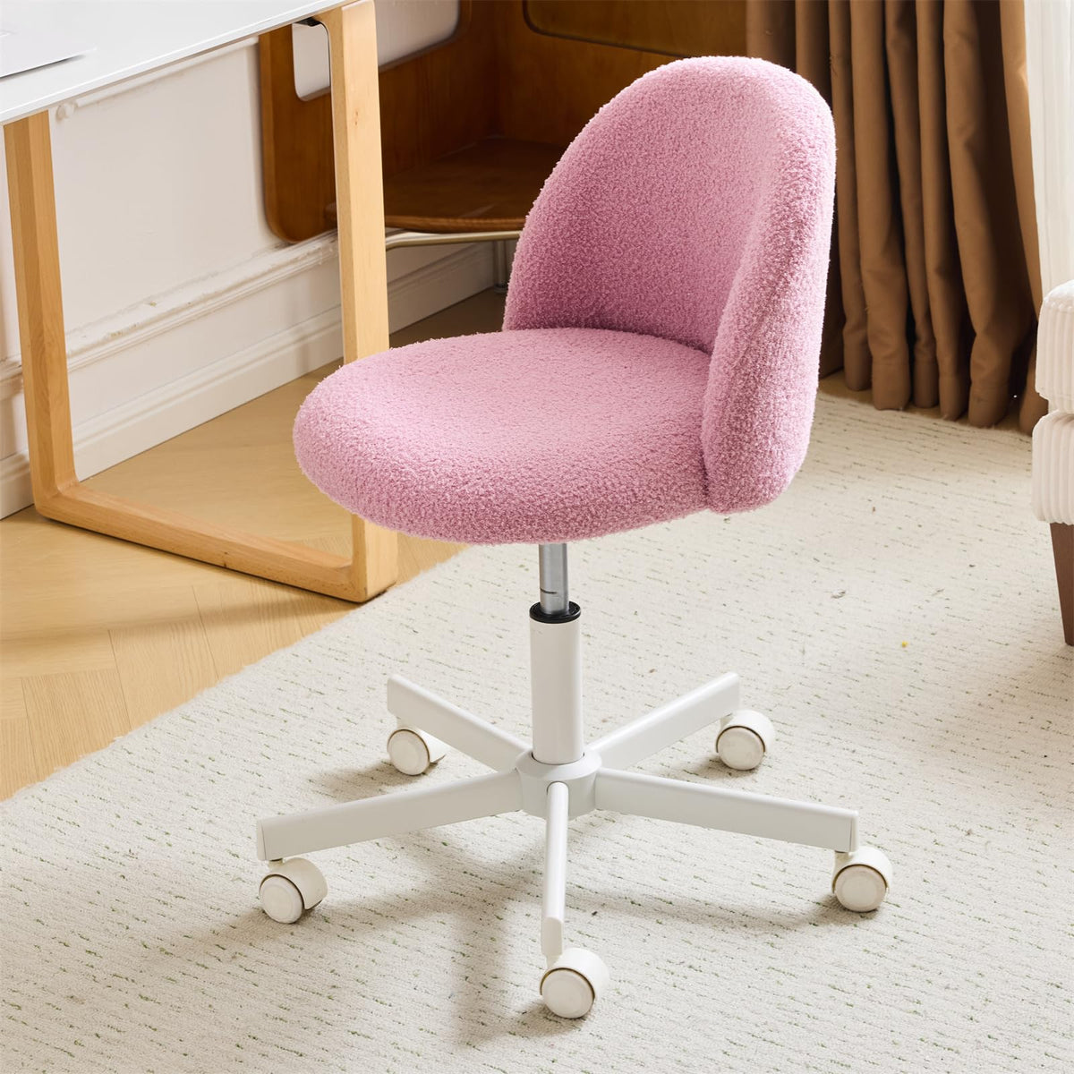 VINGLI Candy Teddy Fleece Armless Study Chair