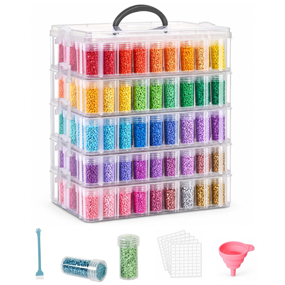 Diamond Art Storage Organizer, 200 Jars, 4-Tier Stackable Case
