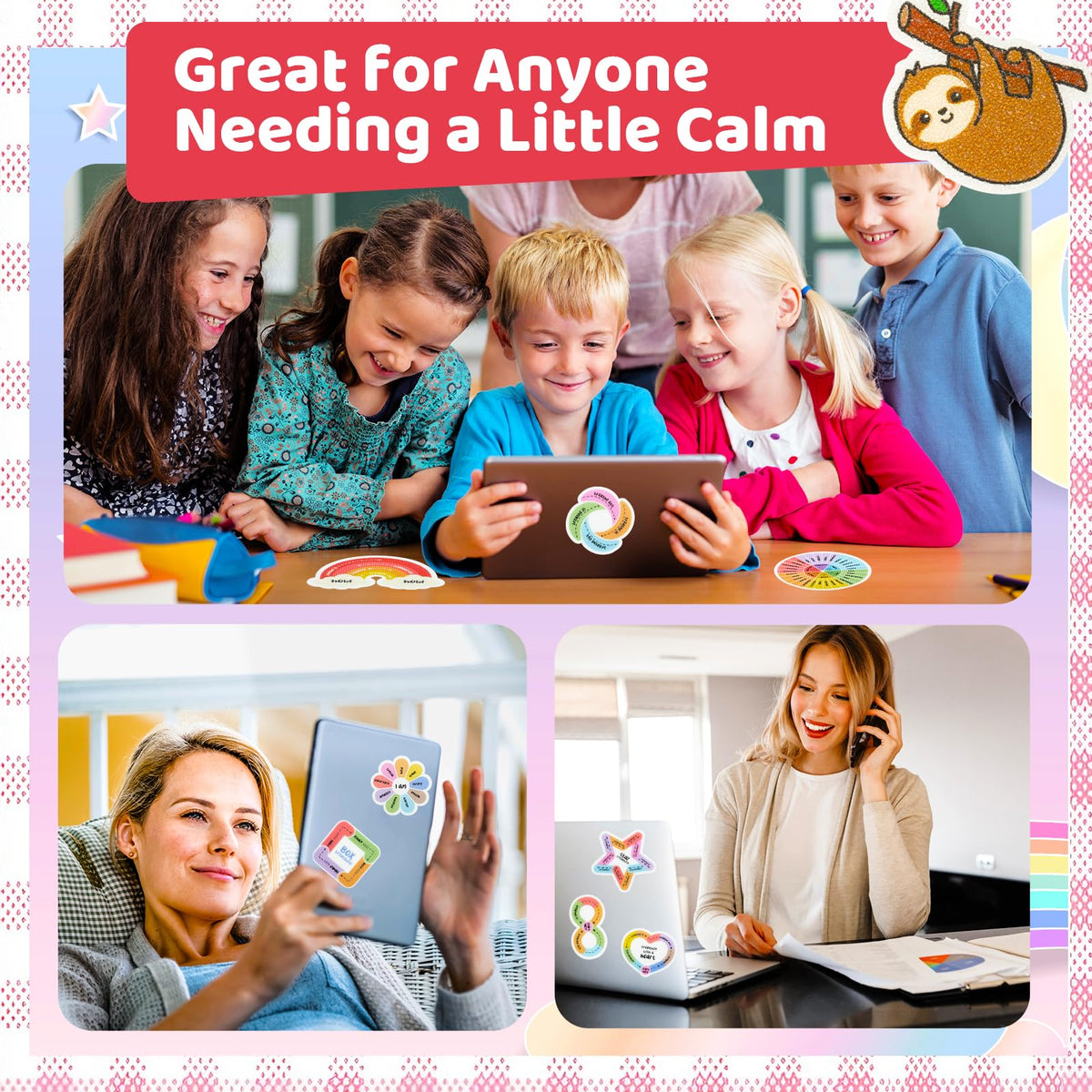 36 PCS Calm Strips for Anxiety Sensory Stickers - Fidget Stickers with Rough Texture - Adhesive Tactile Sensory Strips Anxiety Relief Items for Students, Adults