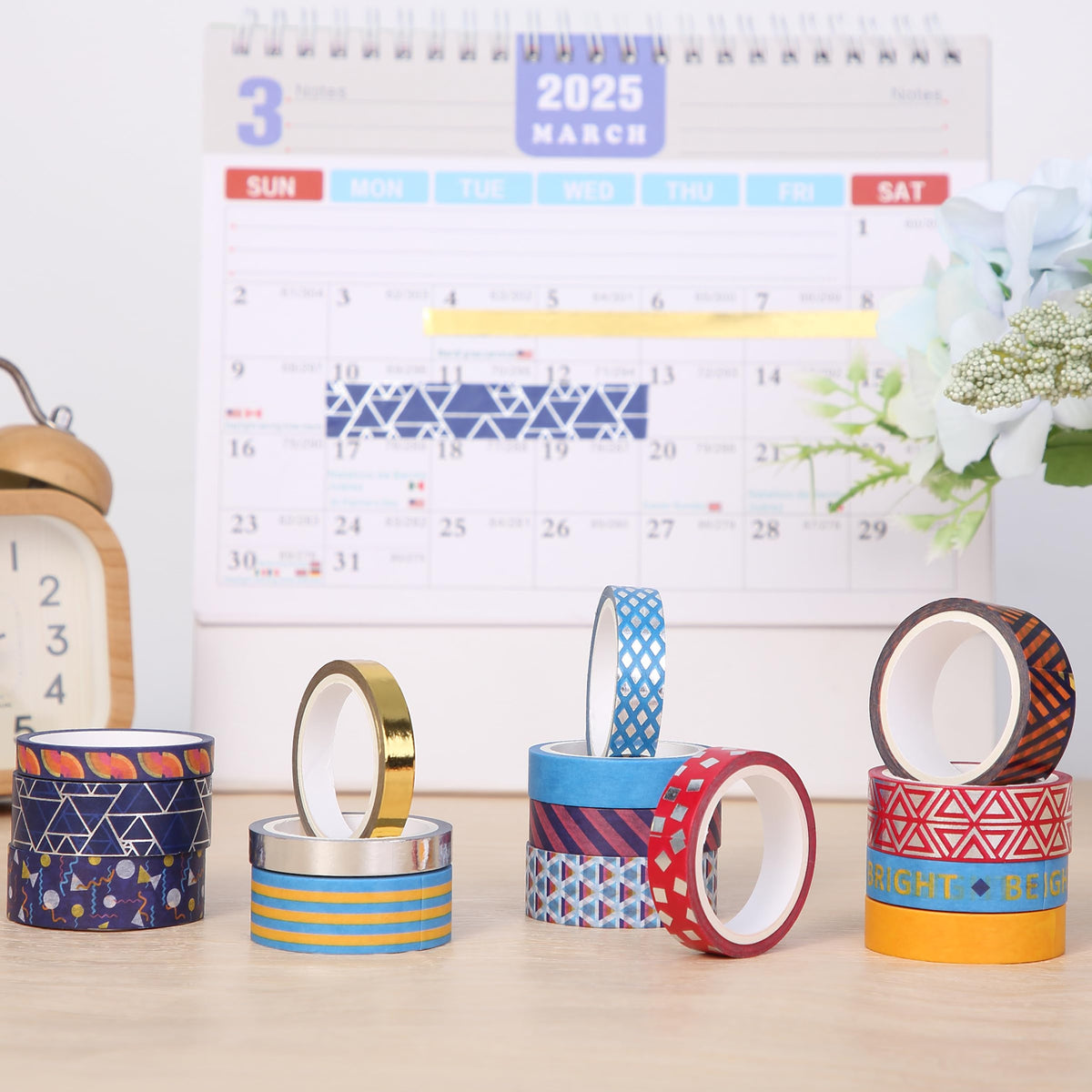 Mr. Pen- Washi Tape Set, 21 Rolls, Assorted Sizes, Floral