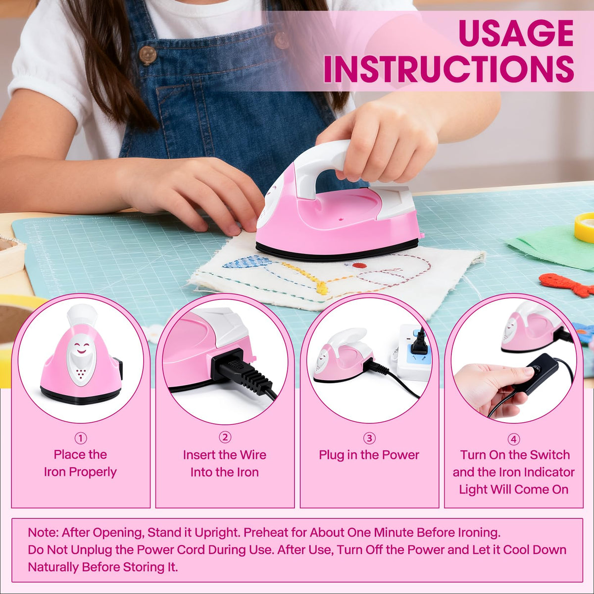 Mini Heat Press Portable Craft Iron For Fuse Beads, Black