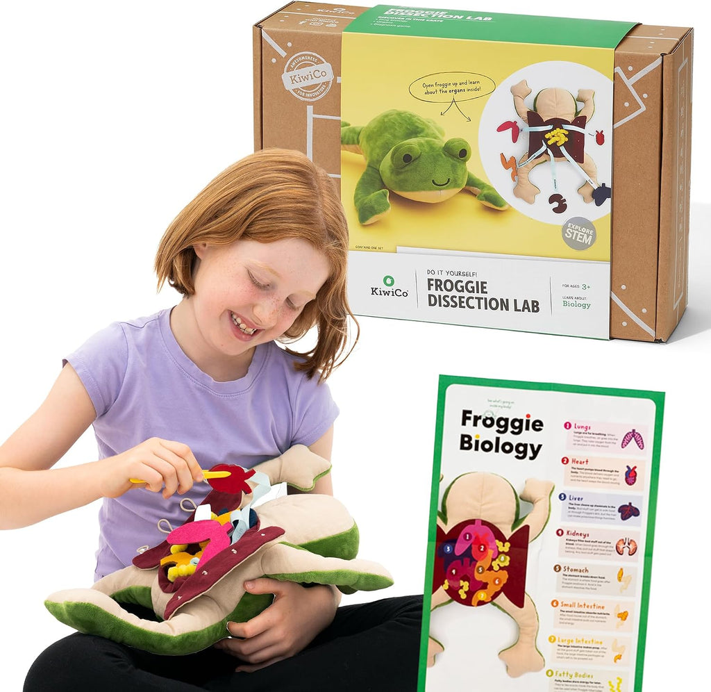 KiwiCo Froggie Lab Dissection Plush Animal Toy 5-Piece Anatomy Set, Ages 3+