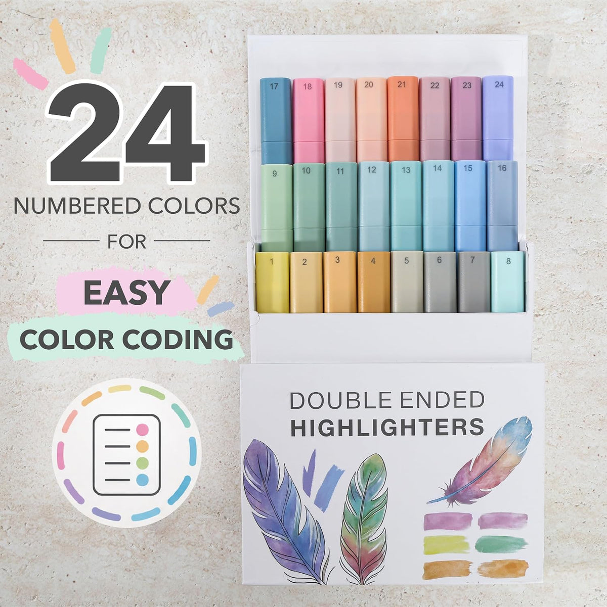 Mr. Pen- Dual Tip Bible Highlighters with Stand, 24 Pack