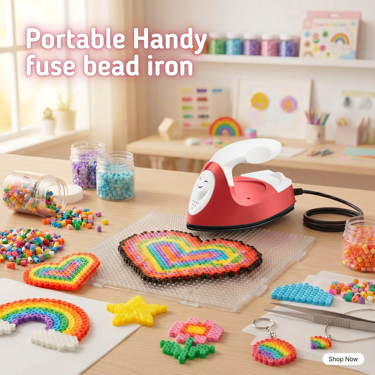 Honoson Mini Iron for Craft Small Iron on Patch Fuse Bead, Mint Green