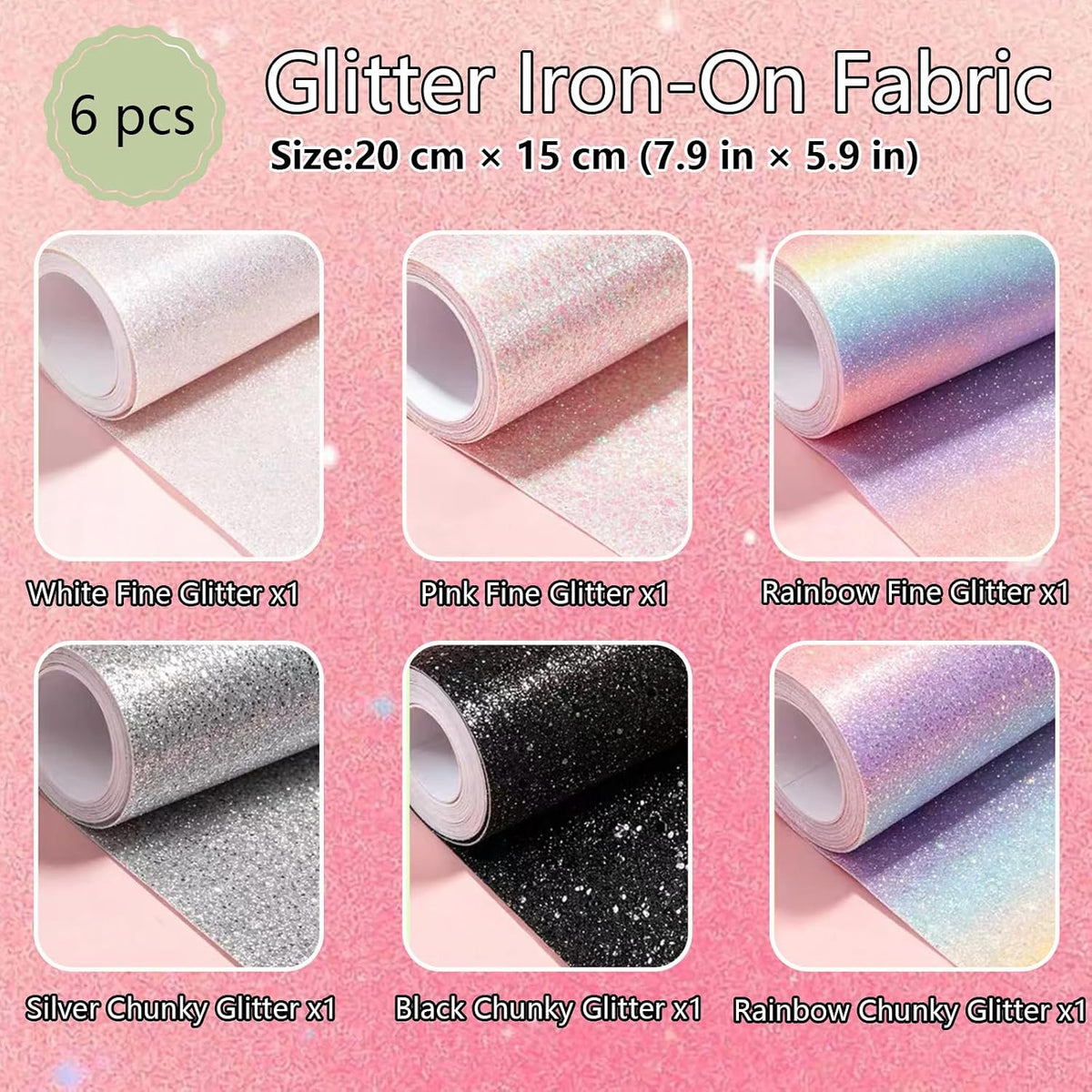 6 Sheets Rainbow Glitter Iron Paper for Perler Beads 7.8x6 Inch