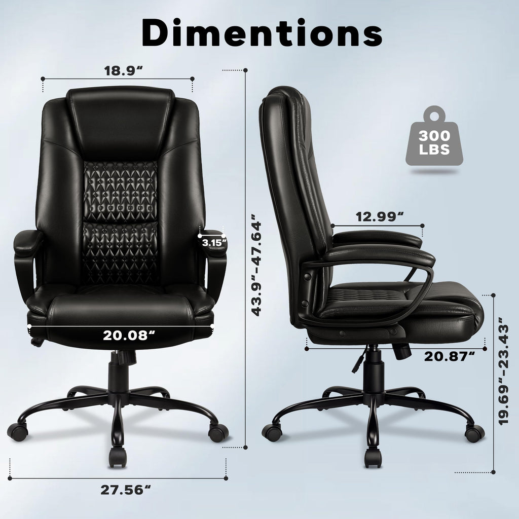 Office Chair, High Back Ergonomic Home Office Desk Chairs with Lumbar Support, Adjustable Big and Tall Computer Chair, 360° Swivel, PU Leather, Brown