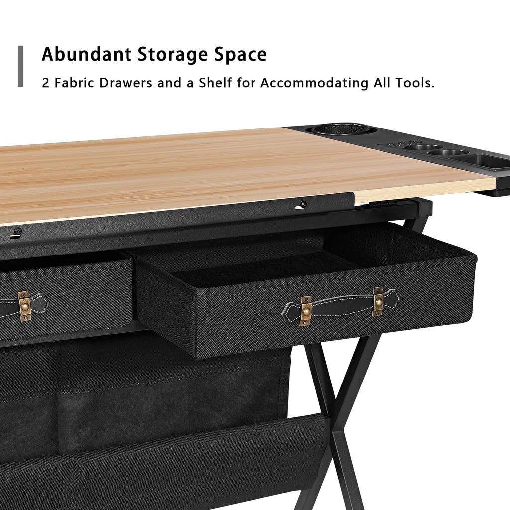 VECELO Adjustable Drafting and Art Desk with Stool