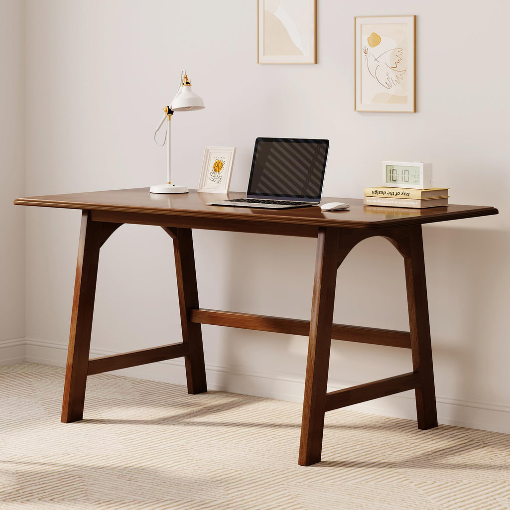 IOTXY Solid Wood Writing Table - 60" W Minimalist PC Computer Desk, Oak