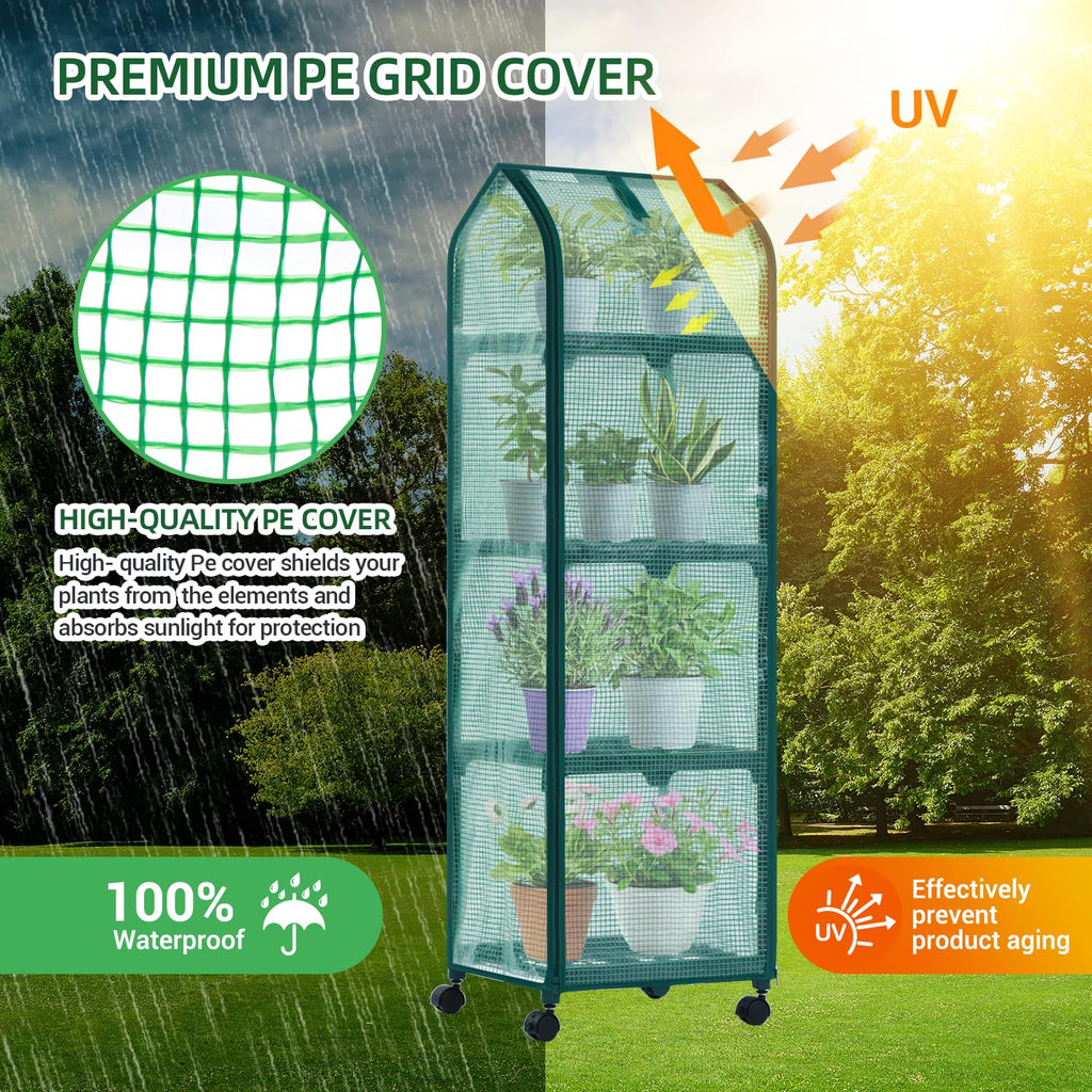 Ohuhu Portable Greenhouse with 4 Shelves (Mini & Large Sizes)