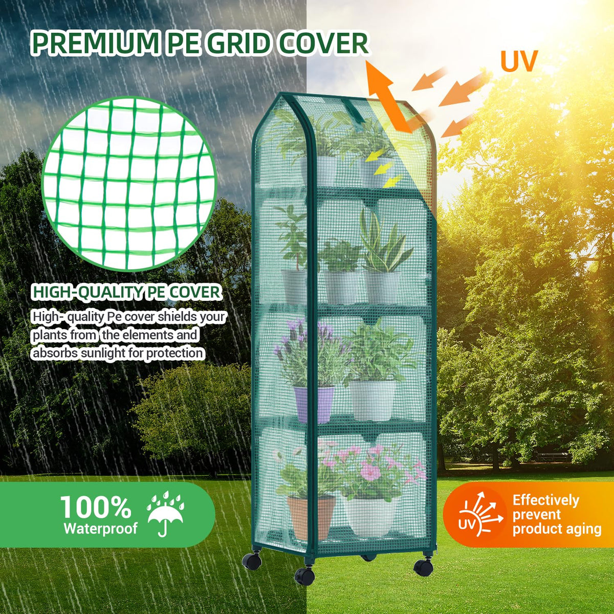 Ohuhu Portable Greenhouse with 4 Shelves (Mini & Large Sizes)