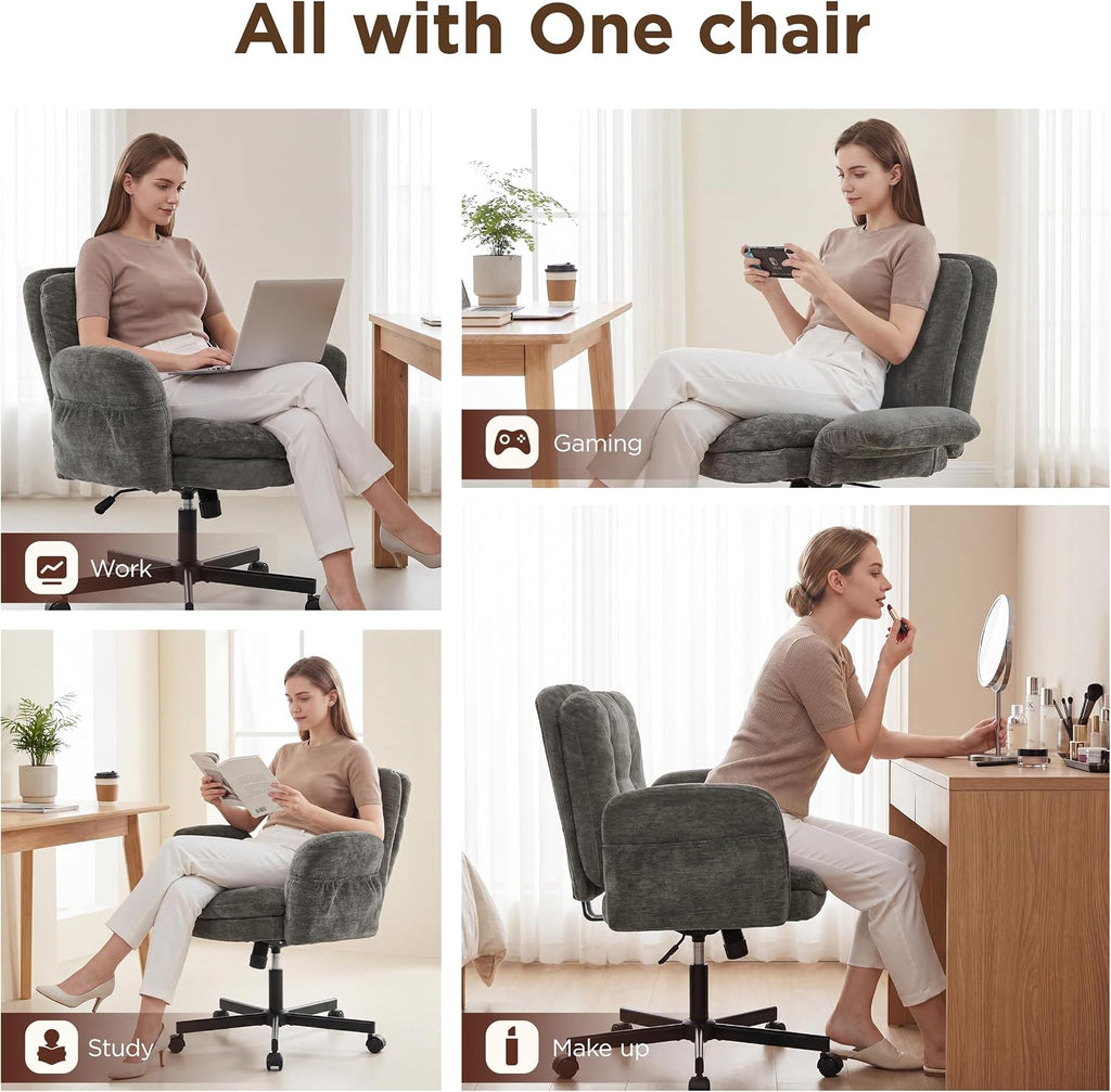 FiveWillowise Low-Back Cross-Legged Desk Chair (Multiple Colors)