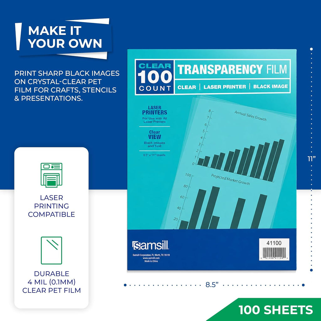 Samsill Laser Transparency Film, Letter Size (100 Sheets)