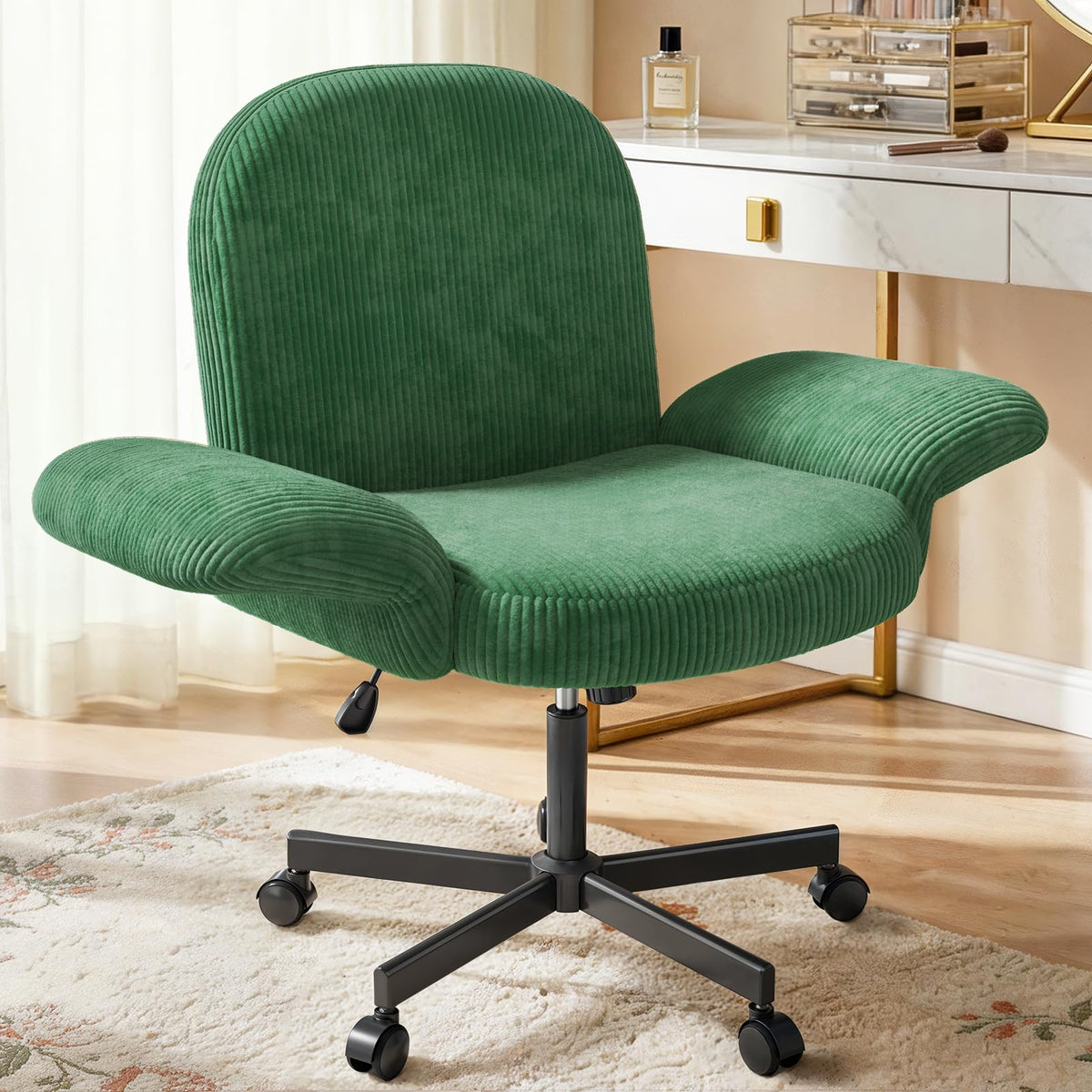 HUANUO Adjustable Criss-Cross Study Chair with Folding Armrests