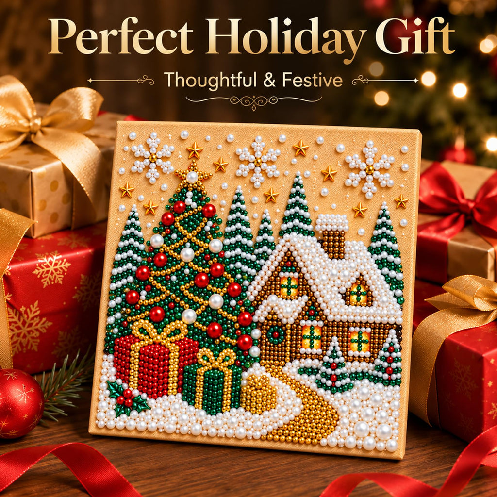 6 PCS DIY Pearl Diamond Art Kits for Adults, Wooden Christmas Ornaments