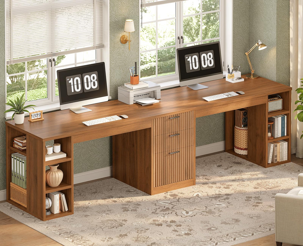 SEDETA 96.5-Inch Two-Student Desk with Drawers