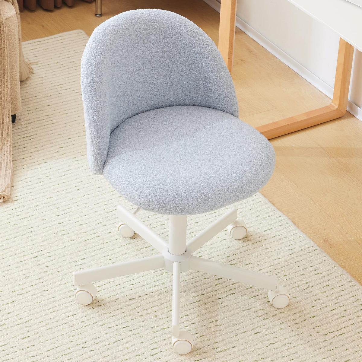 VINGLI Candy Teddy Fleece Armless Study Chair
