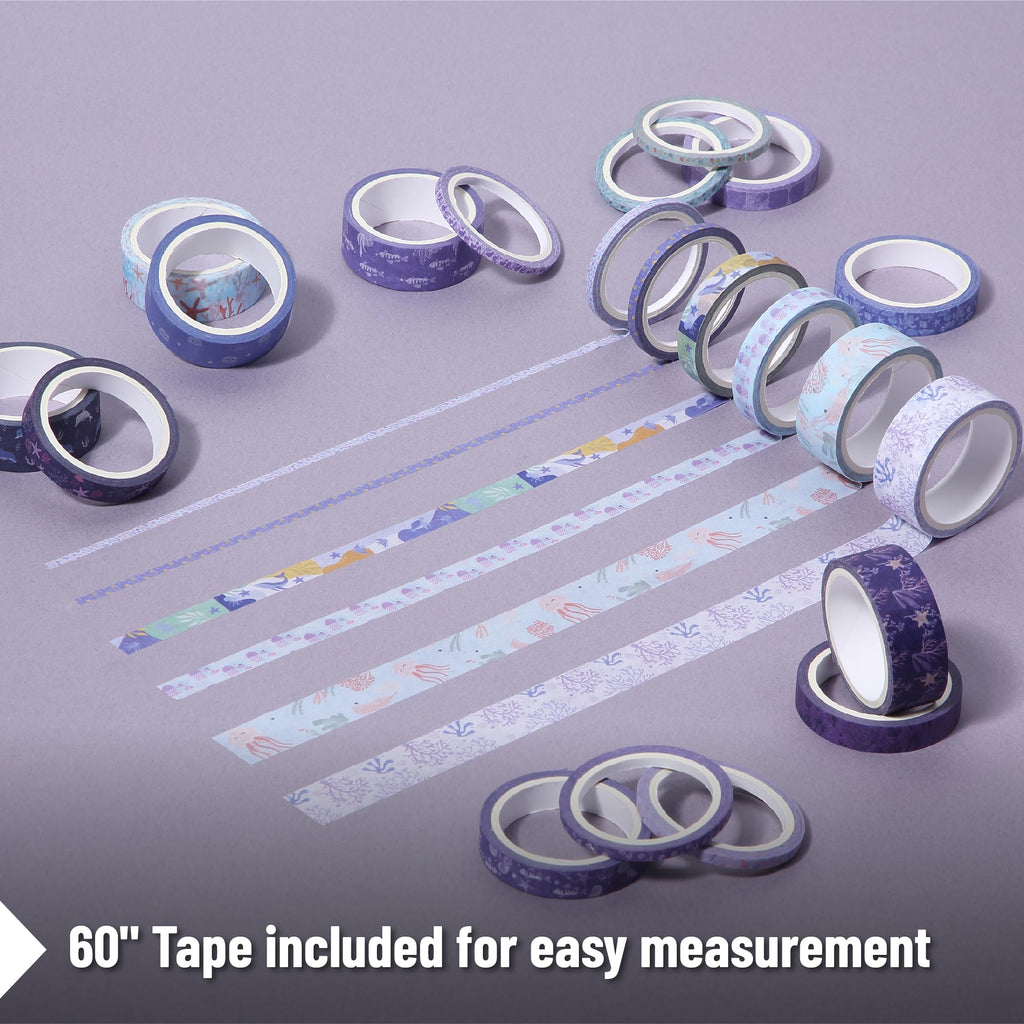 Mr. Pen- Washi Tape Set, 21 Rolls, Assorted Sizes, Floral