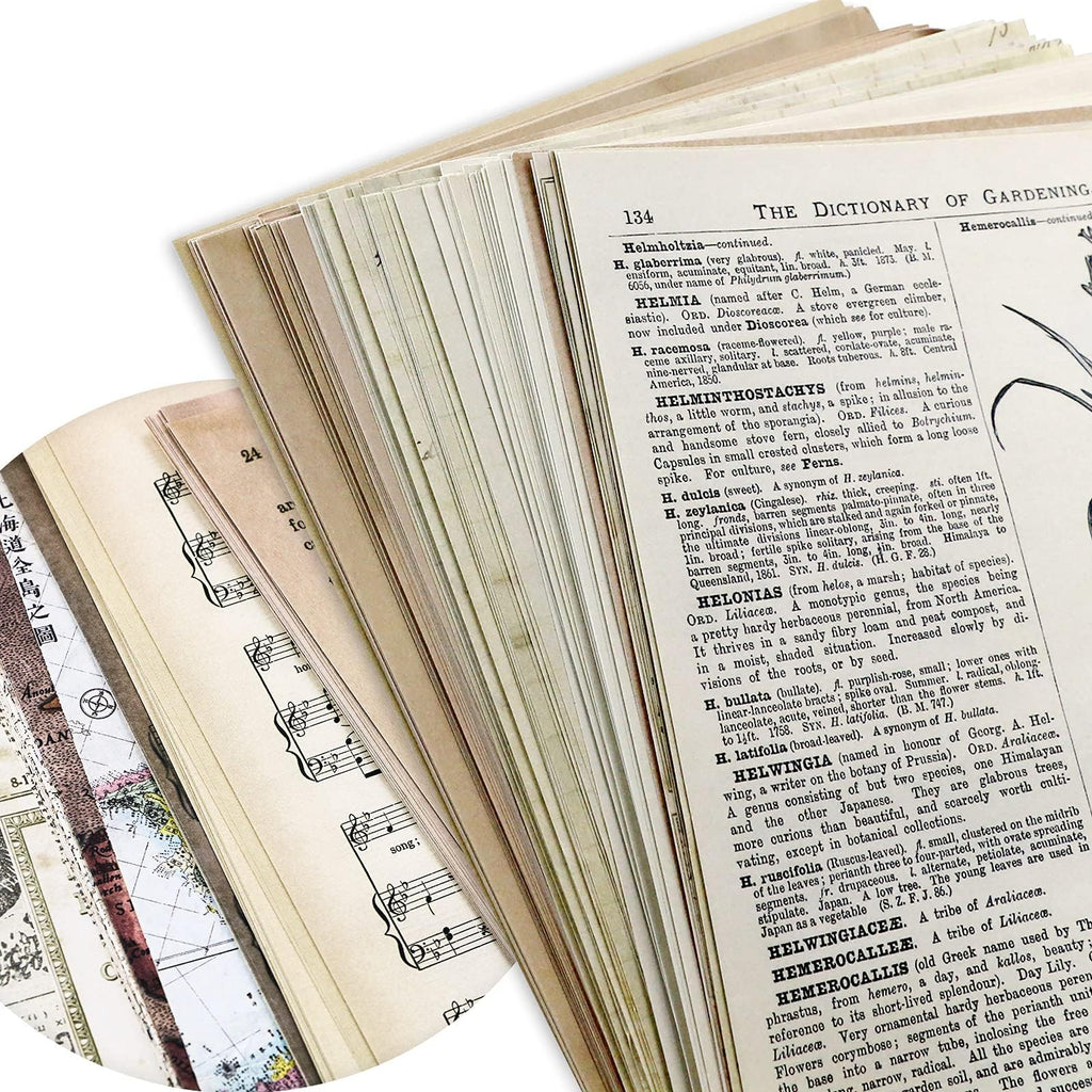 BILLIOTEAM: Vintage Scrapbook Paper Sheets for Junk Journaling (120-Piece)