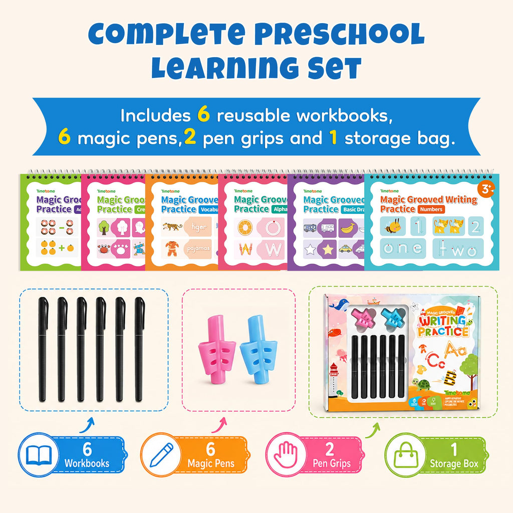 Magic Grooved Writing Practice Books for Kids 3-8