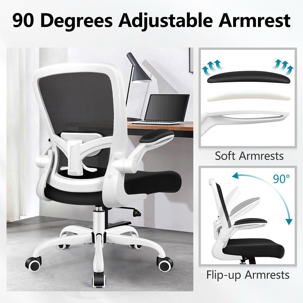 FelixKing Office Chair, Ergonomic Desk Chair Breathable Mesh Chairs Adjustable High Back Lumbar Support Flip-up Armrests, Executive Rolling Swivel Comfy Computer Chairs Home Office Black