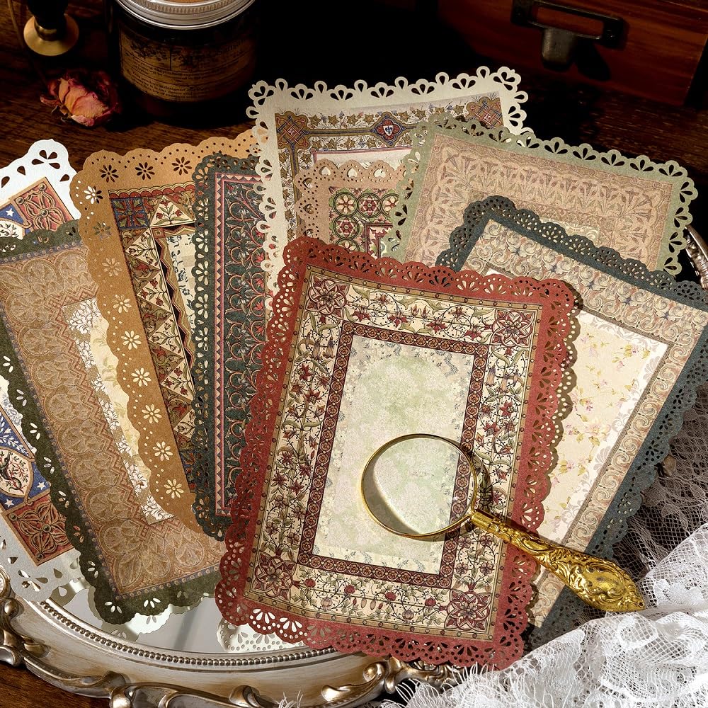 180 Sheets Vintage Scrapbook Paper, Journaling Scrapbooking Supplies, Antique Aged Looking Background Paper for Junk Journals Card Making Mixed Media Decoupage