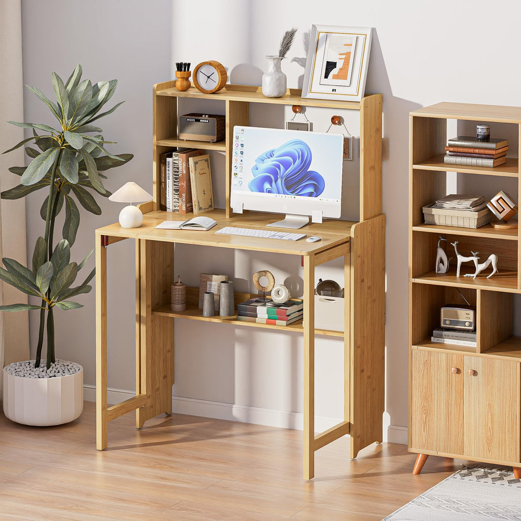 Dezyfurni Bamboo Folding Student Desk with Storage
