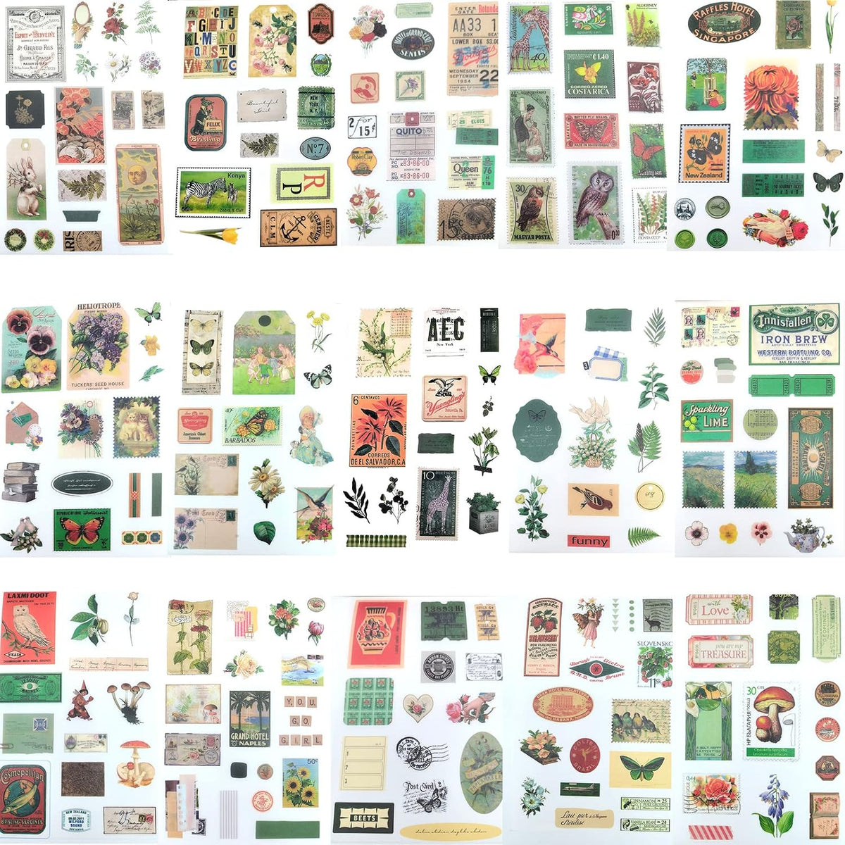 Vintage Ephemera Stickers Scrapbook Sticker Book with 439 Stickers and 20 Scrapbook Papers Sticker Book for journaling