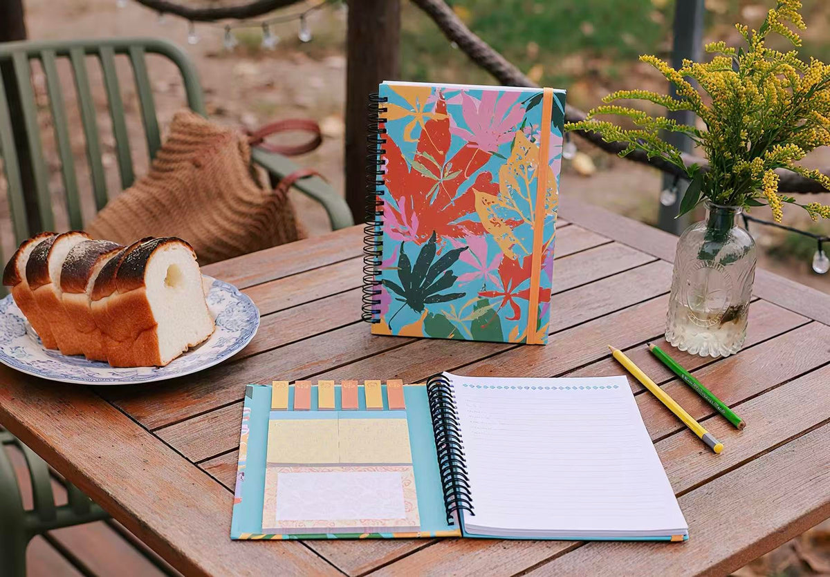 A5 Spiral Sticky Notebook,with 9 pads of decorated sticky notes and a handy notebook,for Bible study;Note Pads Teacher Appreciation Gift Writing Memo Pads School Office Supplies and Daily Life Organization (Daisy)