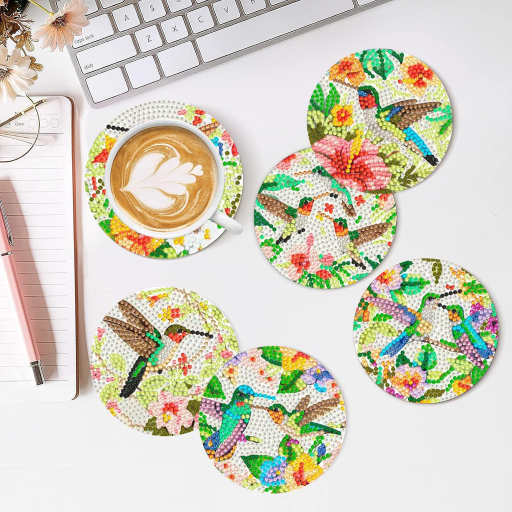 Puraikcmi 8PCs Diamond Paintings Coasters Kits Set, Funny Cat Diamond Art Coasters with Holder, DIY Crafts Diamond Art Kits Adult Craft Diamond Dots Gift