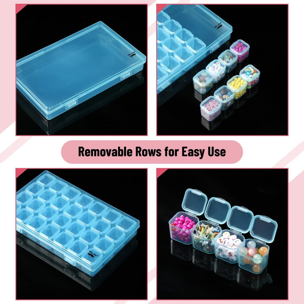 Mr. Pen- Bead Storage Containers, 28 Grids, 2 Pack, Clear White