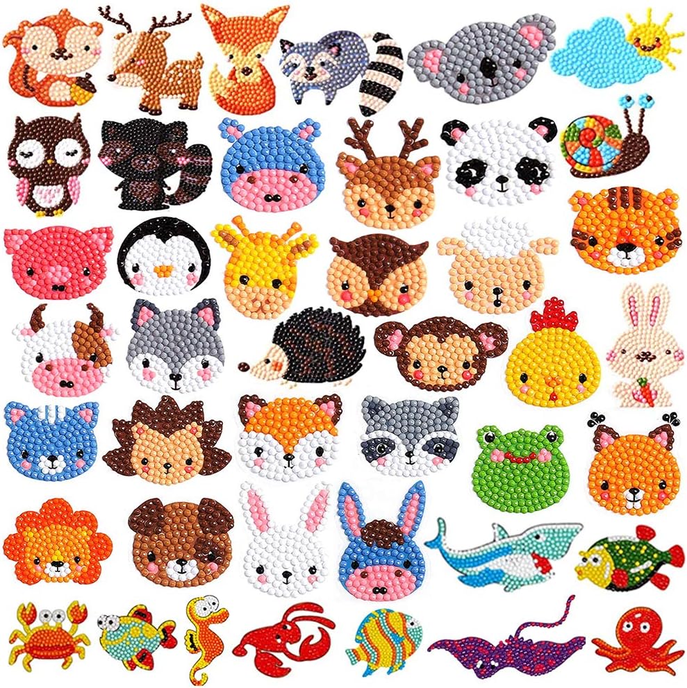 Labeol Diamond Art Kits for Kids Boys and Girls Ages 6-8-10-12 Easy to DIY Creative Diamond Art Sticker Craft by Numbers Kits for Kids and Adult Beginners (Animal)