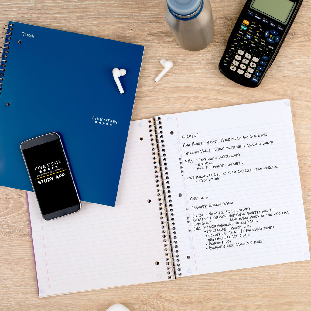 Five Star 1 Subject College Ruled Notebook Plus Study App, 8.5" x 11",