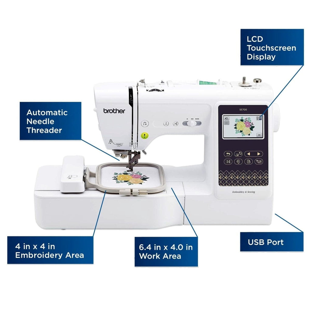 Brother SE700 Embroidery & Sewing Machine w/ 4" x 4" Hoop & 40+ Access
