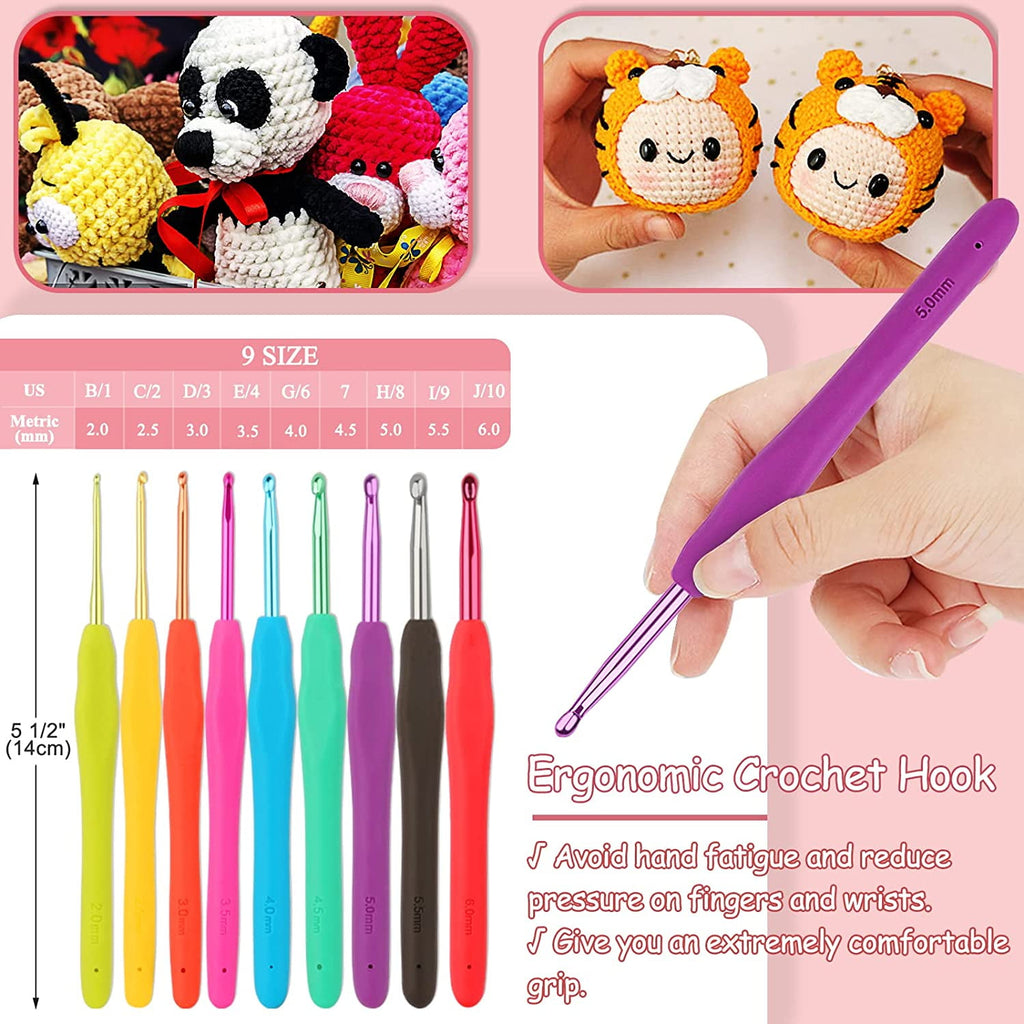 Wiher Upgraded Hanging Crochet Kit Beginners, 63PCS Crochet Hook Set w