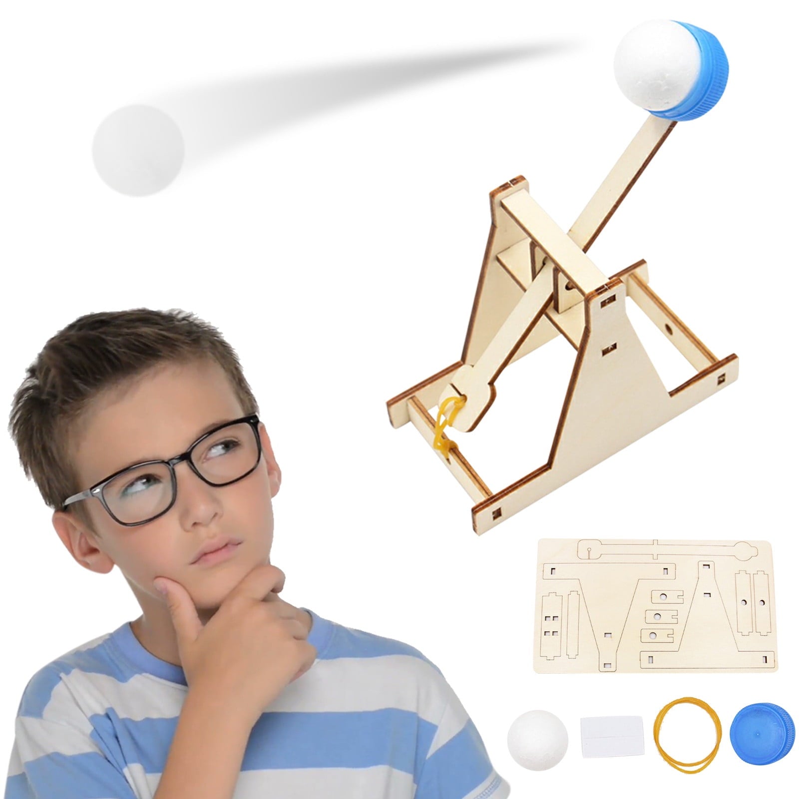 Wooden Trebuchet Construction Kit Educational DIY Mechanical Building