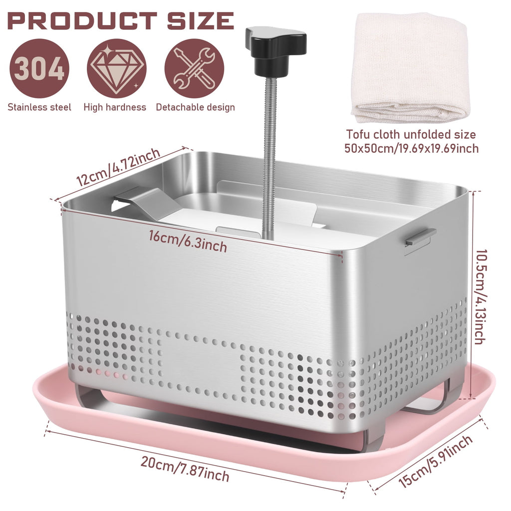 Qenwkxz Tofu Press Stainless Steel, 304 Stainless Steel Cheese Press,