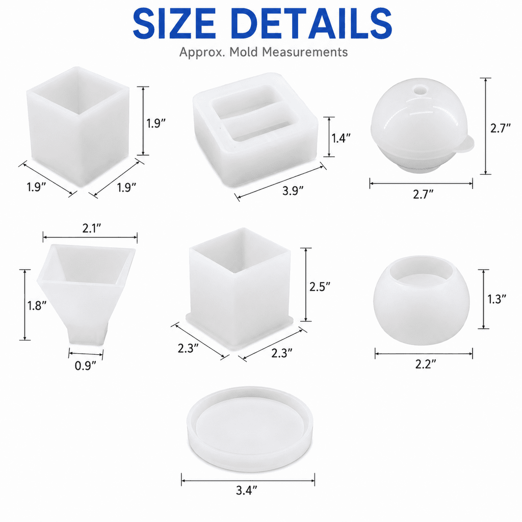 Kabuer Silicone Epoxy Resin Molds and DIY Casting Tool Kit, 21-Piece