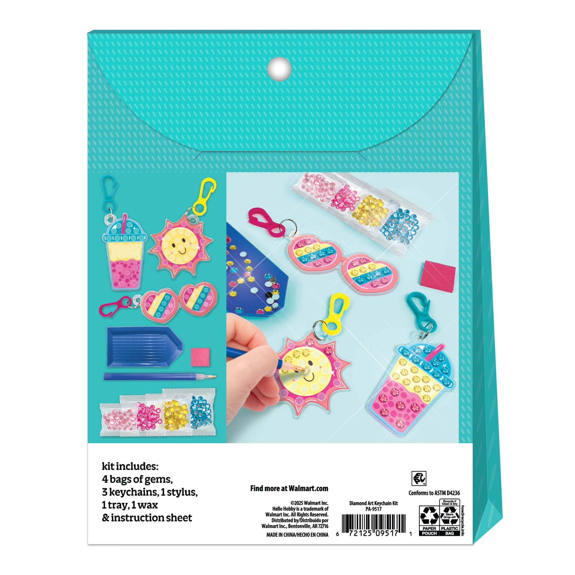 Hello Hobby Diamond Art Keychain Craft Kit, Kids Arts and Crafts