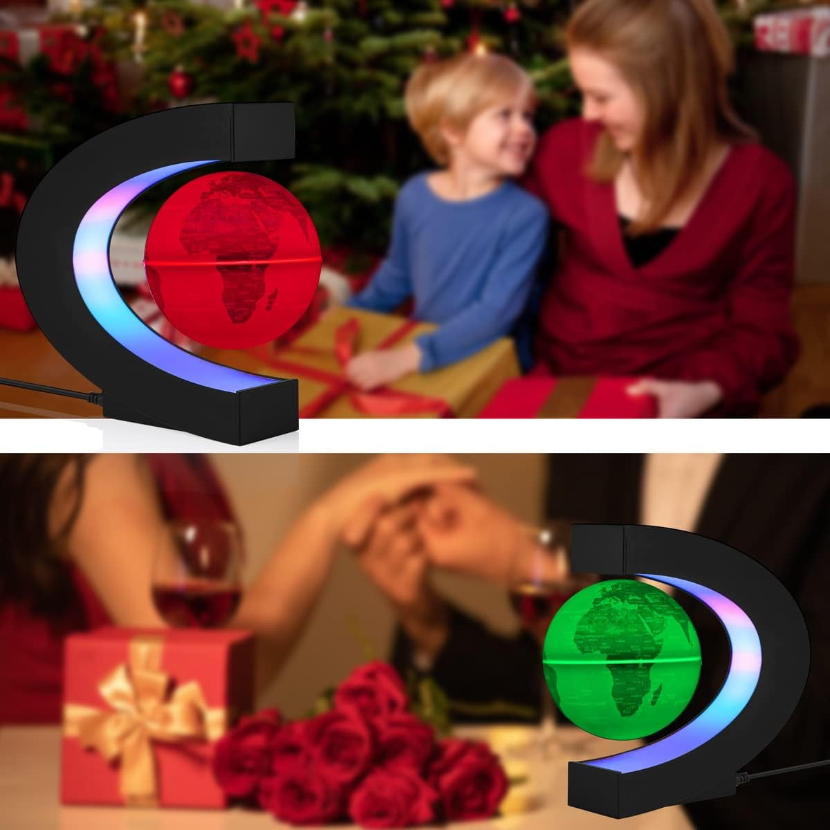 VGAzer Magnetic Levitating Globe C Shape,Floating Rotating Geographic