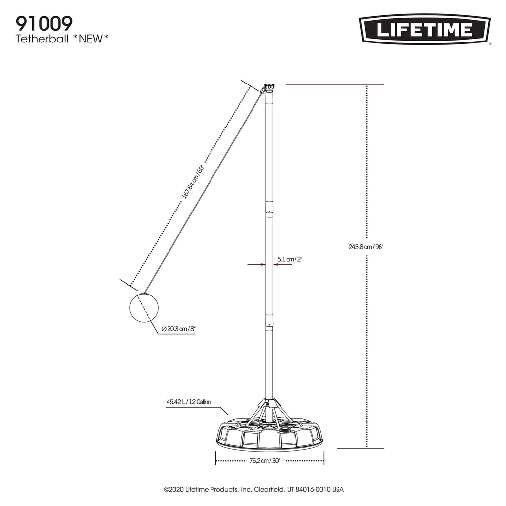 Lifetime Portable 96" Tetherball System with Steel Pole, Ball and Cord