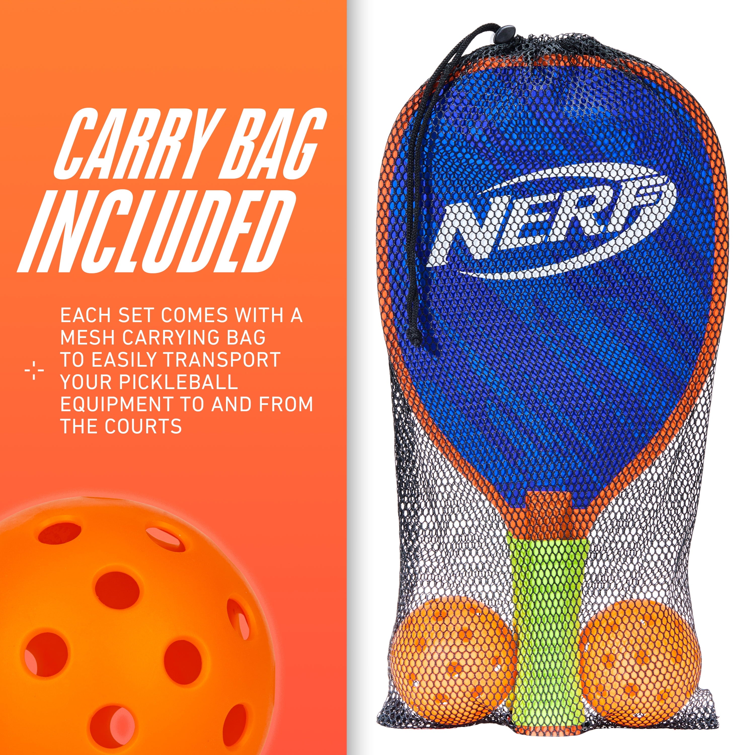 NERF 2 Player Pickleball Paddle Set - Youth Pickleball - (2) Wooden Pa
