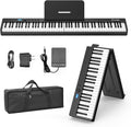 88-Key Foldable Digital Piano Keyboard with Portable Carrying Bag –