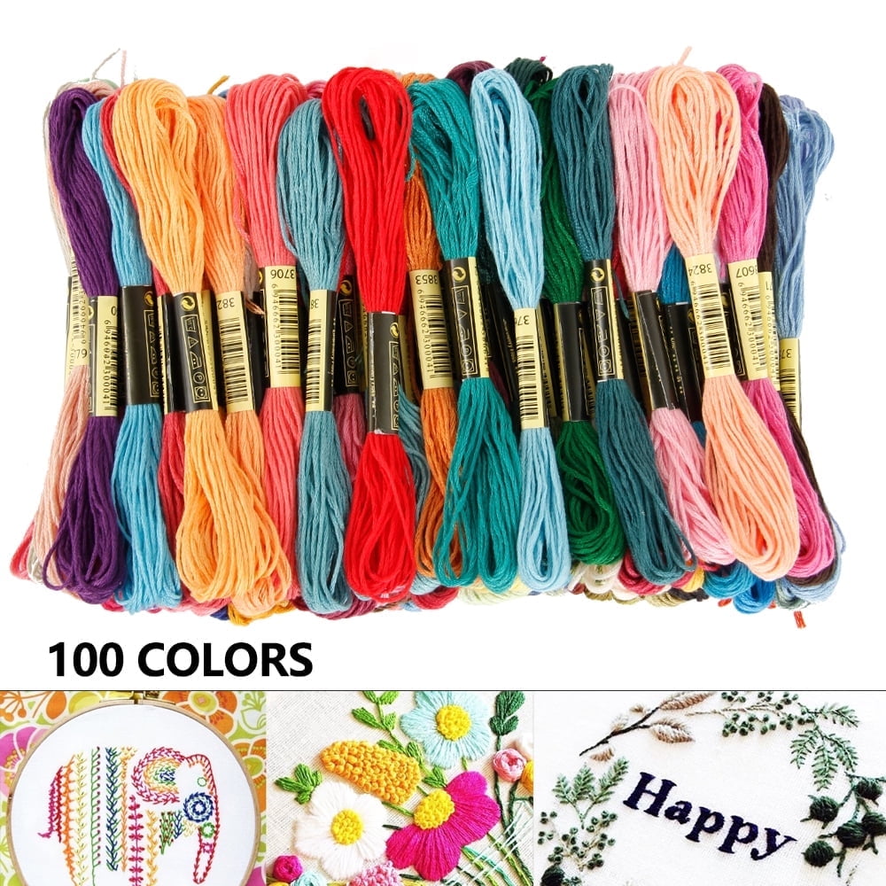 EUWBSSR 2 Sets 100 Colors Cotton Embroidery Floss Cross Stitch Thread