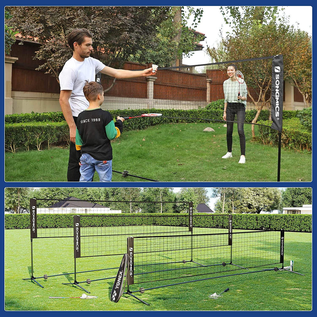 SONGMICS Badminton Net Set Portable Sports Set for Badminton Tennis Ki