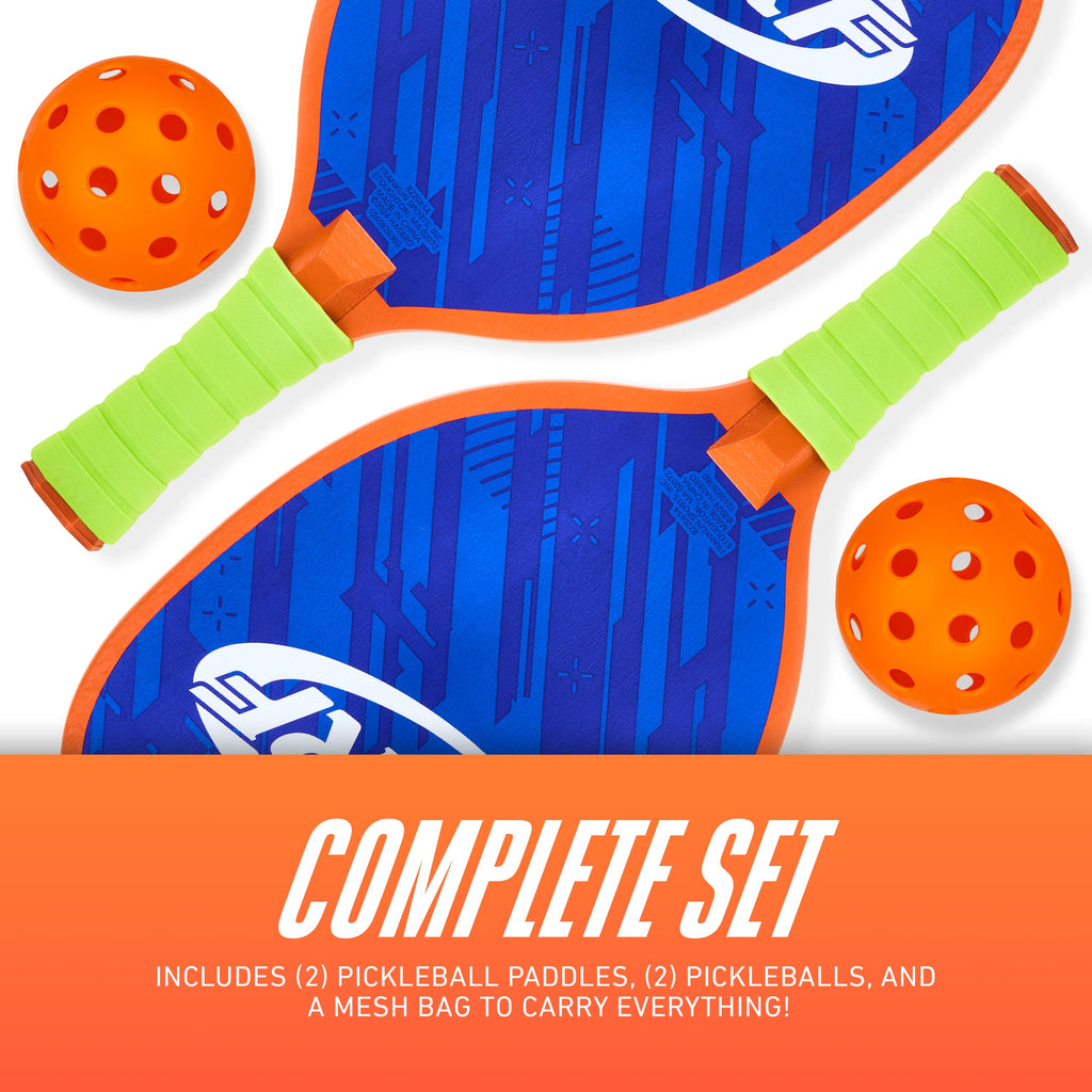 NERF 2 Player Pickleball Paddle Set - Youth Pickleball - (2) Wooden Pa