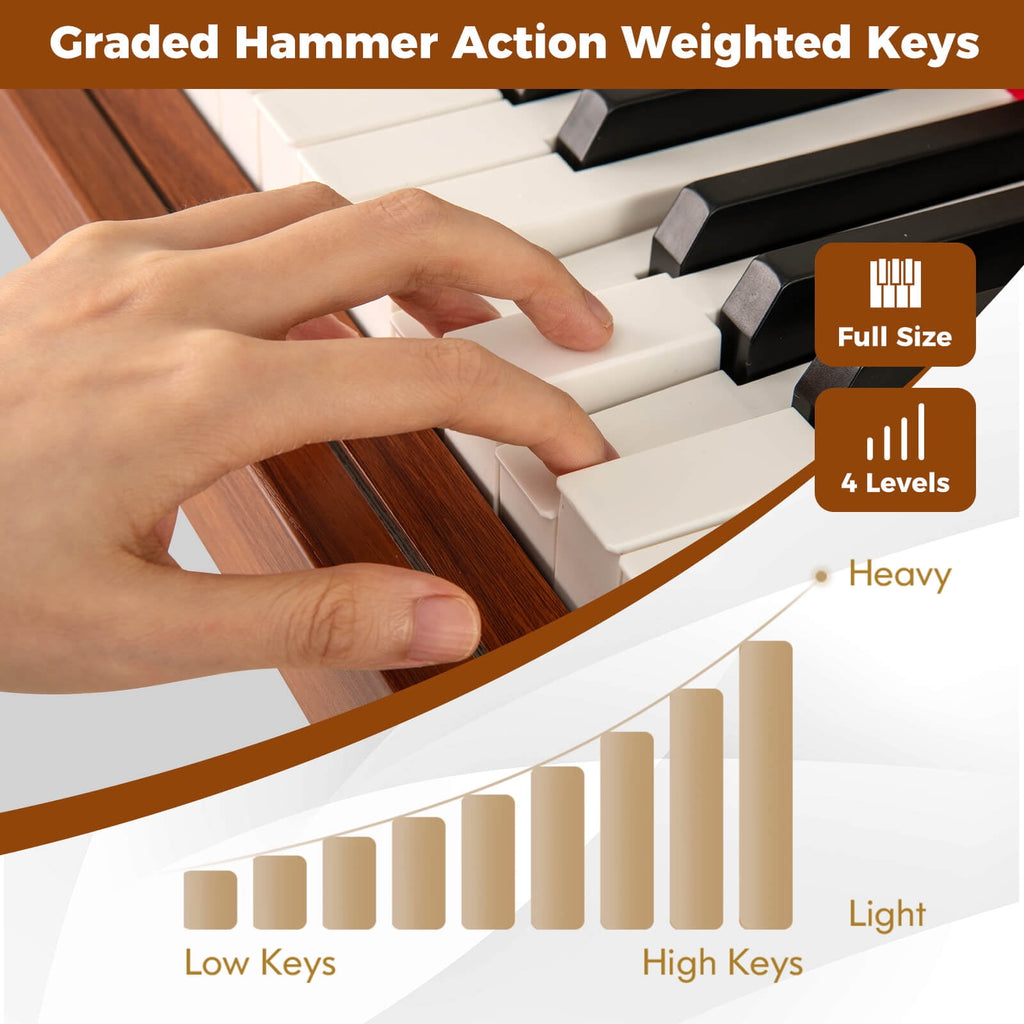 Costway 88-Key Graded Hammer Action Weighted Keyboard with Push-pull D